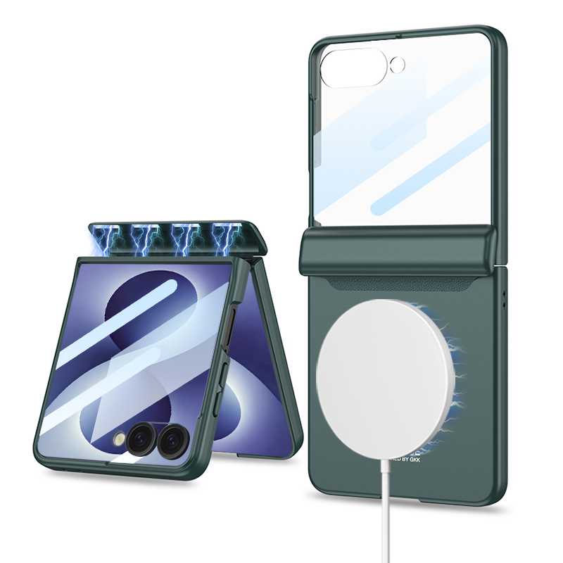 Samsung Galaxy Z Flip Uyumlu 8 Kılıf M-safe Şarj Özellikli Zore Kıpta KPT-04 Sert PC Kapak