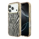 Apple iPhone 18 Pro Max Kılıf Guess Orjinal Lisanslı M-safe Şarj Özellikli Üçgen Logolu Zebra Desenli Silikon Kapak