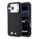 Apple iPhone 18 Pro Max Kılıf BMW Orjinal Lisanslı M-safe Şarj Özellikli Karbon Fiber Tasarımlı ve Metal Logolu PU Deri Kapak