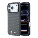 Apple iPhone 18 Pro Max Uyumlu Kılıf BMW Orjinal Lisanslı M-safe Şarj Özellikli Karbon Fiber Tasarımlı ve Metal Logolu PU Deri Kapak