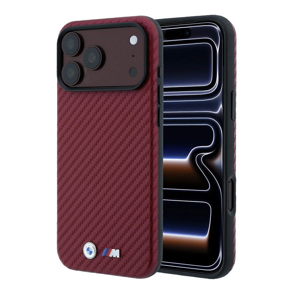 Apple iPhone 18 Pro Max Kılıf BMW Orjinal Lisanslı M-safe Şarj Özellikli Karbon Fiber Tasarımlı ve Metal Logolu PU Deri Kapak