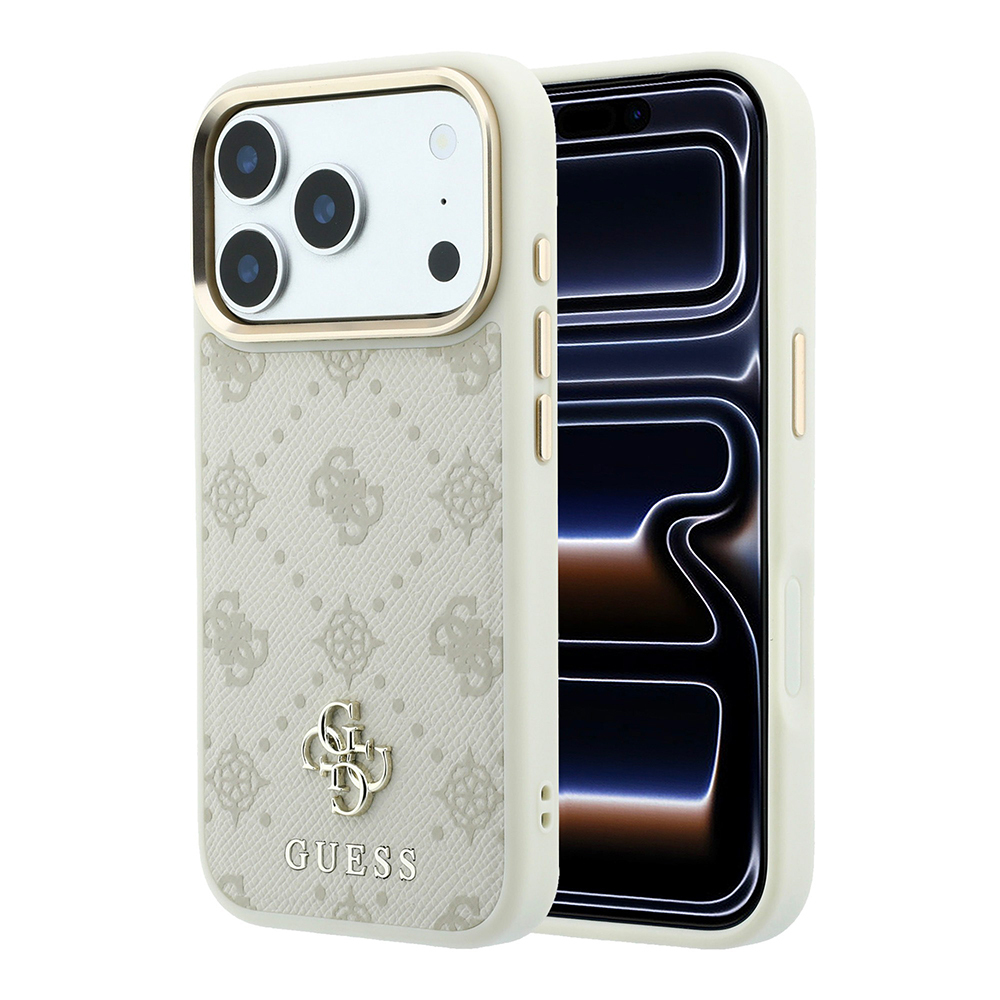 Apple iPhone 18 Pro Max Uyumlu Kılıf Guess Orjinal Lisanslı M-safe Şarj Özellikli Klasik Yazı ve 4G Logolu PU Deri Peony Kapak
