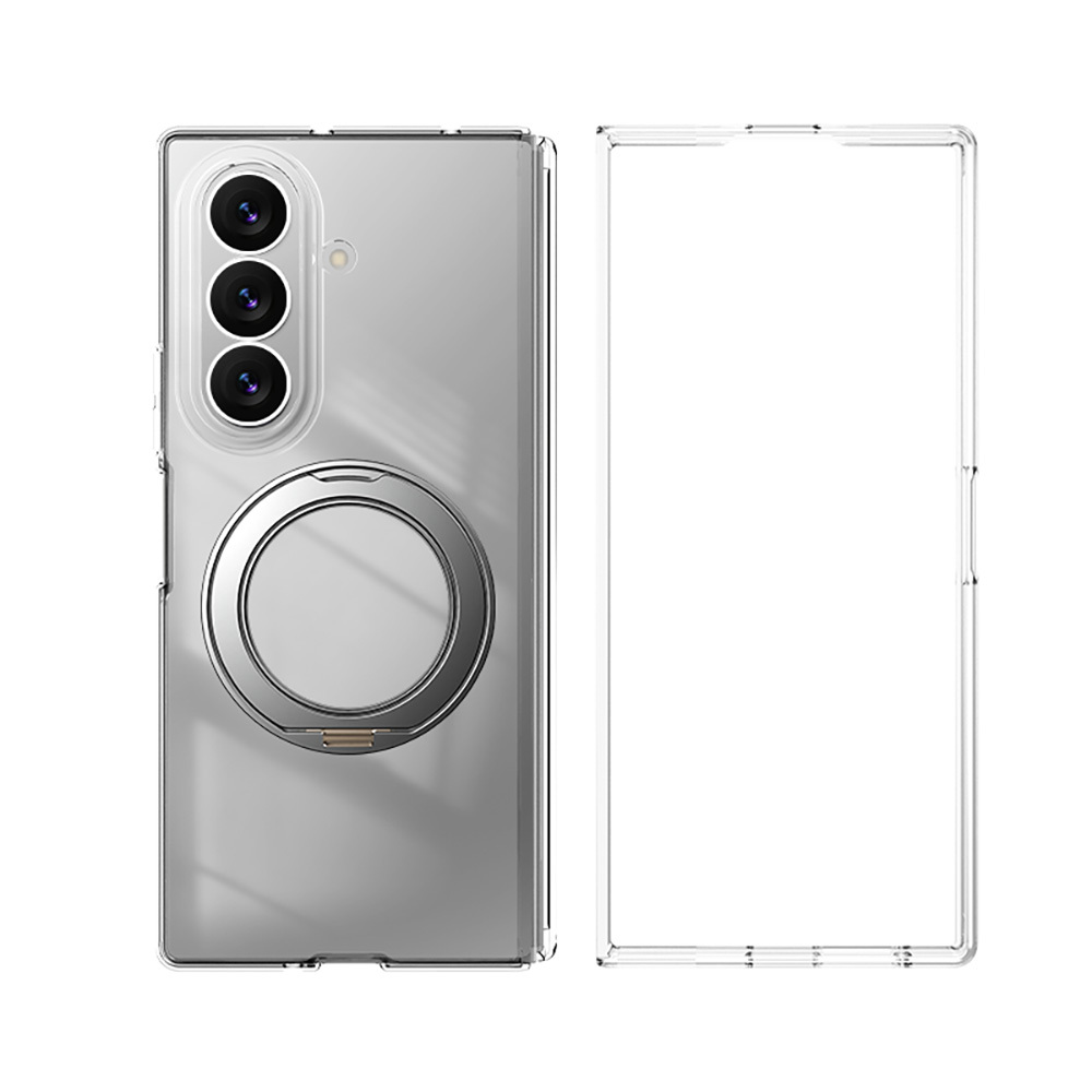 [RNZ-TA138507] Samsung Galaxy Z Fold 7 Uyumlu Kılıf M-safe Şarj Özellikli Transparan Sert PC Wlons Pita Standlı Kapak