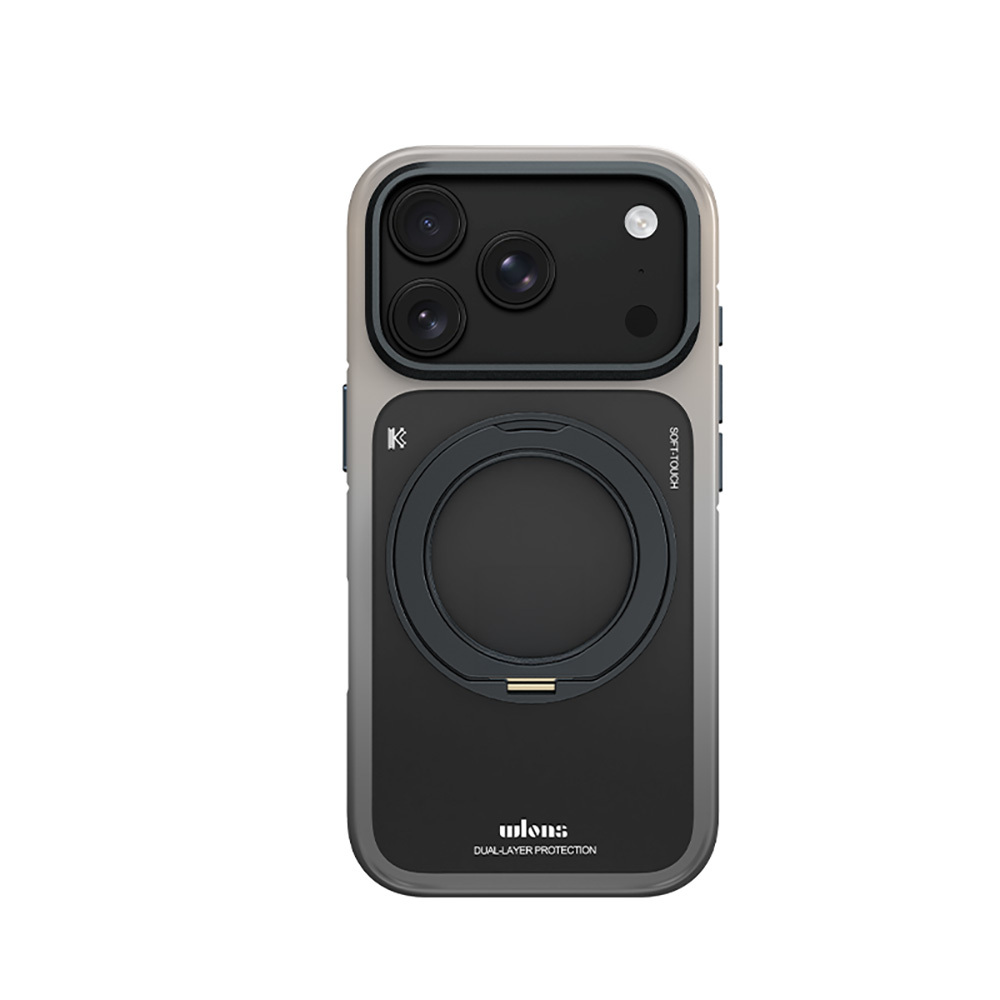 [RNZ-TA138514] Apple iPhone 17 Pro Max Uyumlu Kılıf M-safe Şarj Özellikli Sert PC Wlons Arvox Standlı Kapak (Siyah)