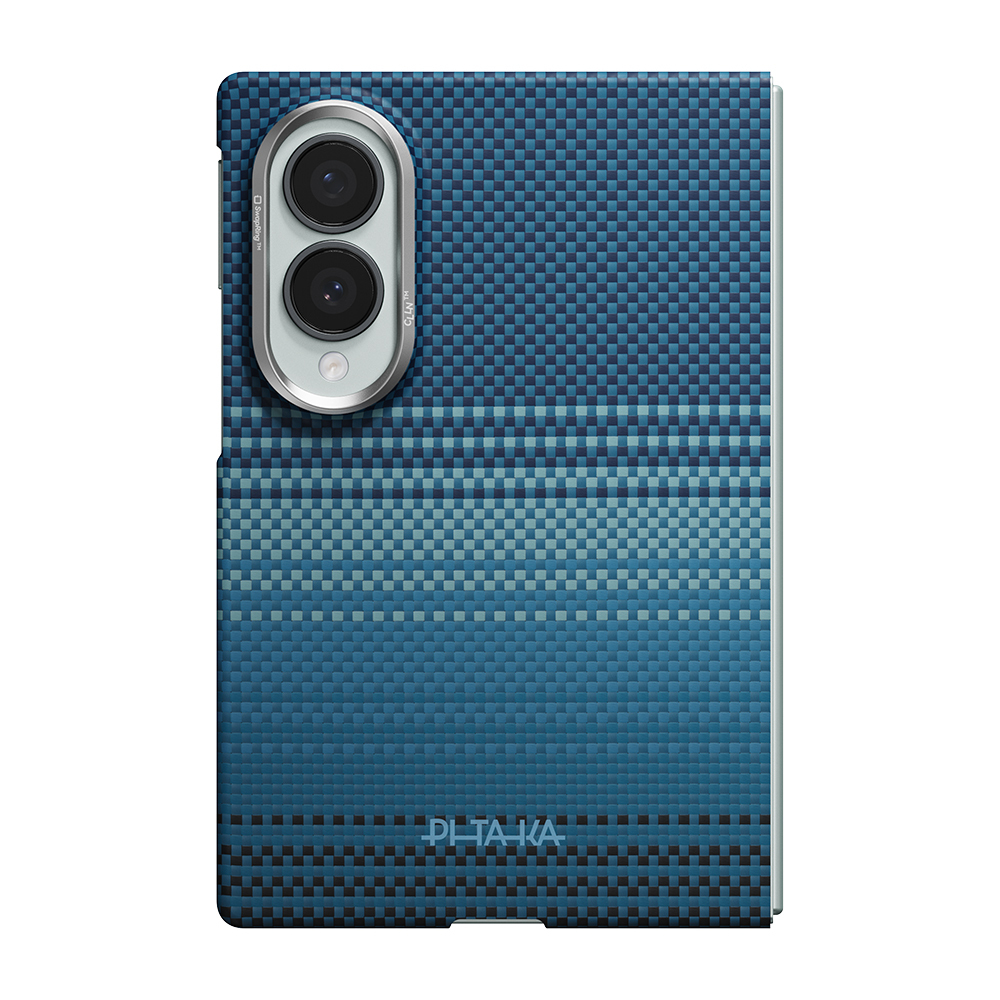 Samsung Galaxy Z Fold 8 Uyumlu Kılıf M-safe Şarj Özellikli Aramid Karbon Fiber Pitaka Tactile Woven Sunset-Moonrise Serisi Kapak