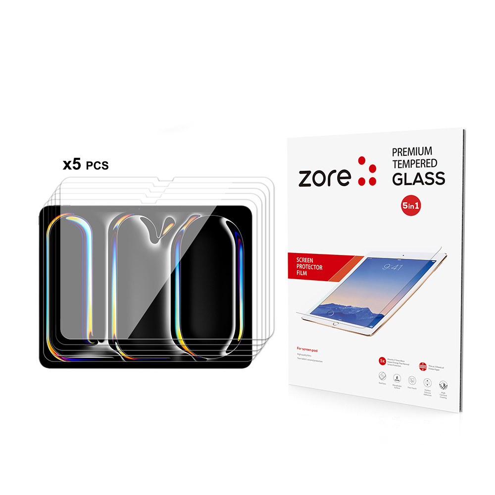 Apple iPad Pro 13 2024 Uyumlu Zore 5in1 Tablet Temperli Cam Ekran Koruyucu