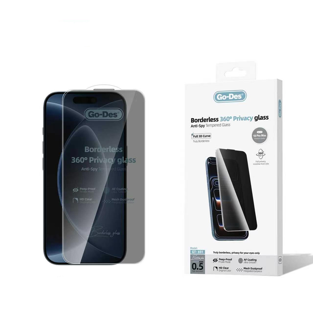 [RNZ-TA136773] Apple iPhone 18 Pro Max Go Des AF Borderless Privacy Temperli Cam Ekran Koruyucu