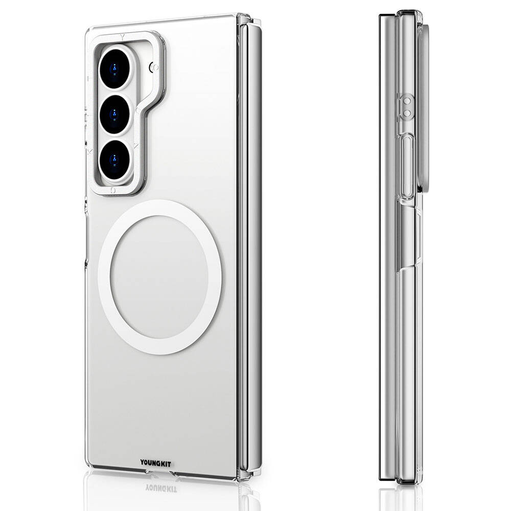 Samsung Galaxy Z Fold 6 Uyumlu Kılıf M-safe Şarj Özellikli Şeffaf Youngkit Crystal Shield Serisi Kapak