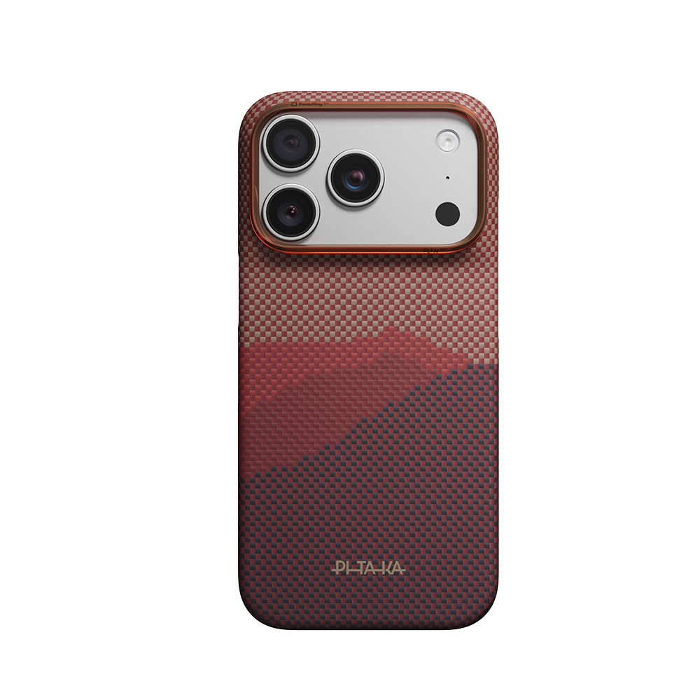 Apple iPhone 18 Pro Uyumlu Kılıf M-safe Şarj Özellikli Aramid Karbon Fiber Pitaka Tactile Woven Starpeak Serisi Over The Horizon Kapak