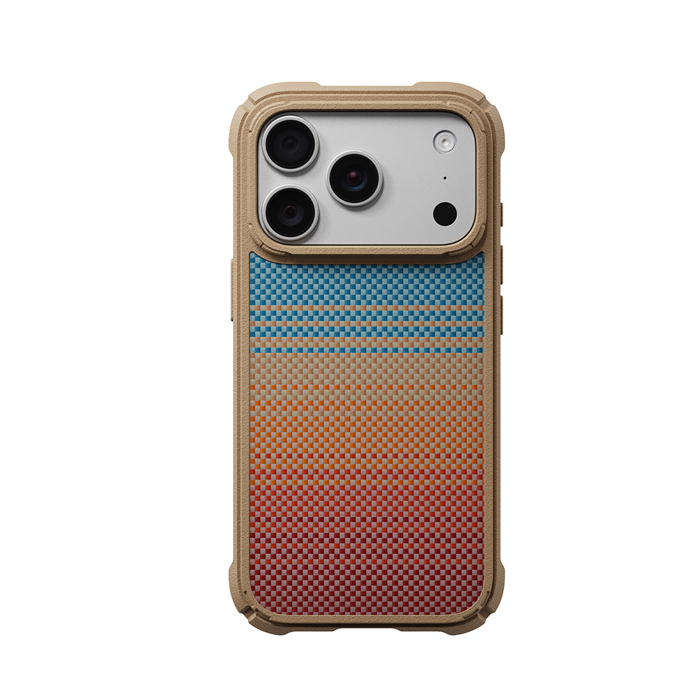 [RNZ-TA138786] Apple iPhone 18 Pro Uyumlu Kılıf M-safe Şarj Özellikli Aramid Karbon Fiber Pitaka Sunset 2.0 California Dream Serisi Cairn Kapak