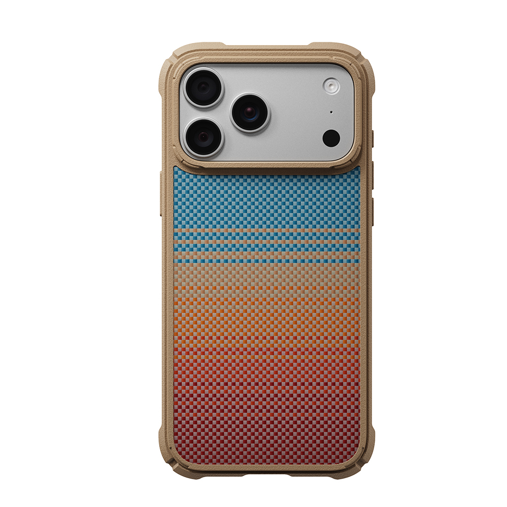 [RNZ-TA138788] Apple iPhone 18 Pro Max Kılıf M-safe Şarj Özellikli Aramid Karbon Fiber Pitaka Sunset 2.0 California Dream Serisi Cairn Kapak