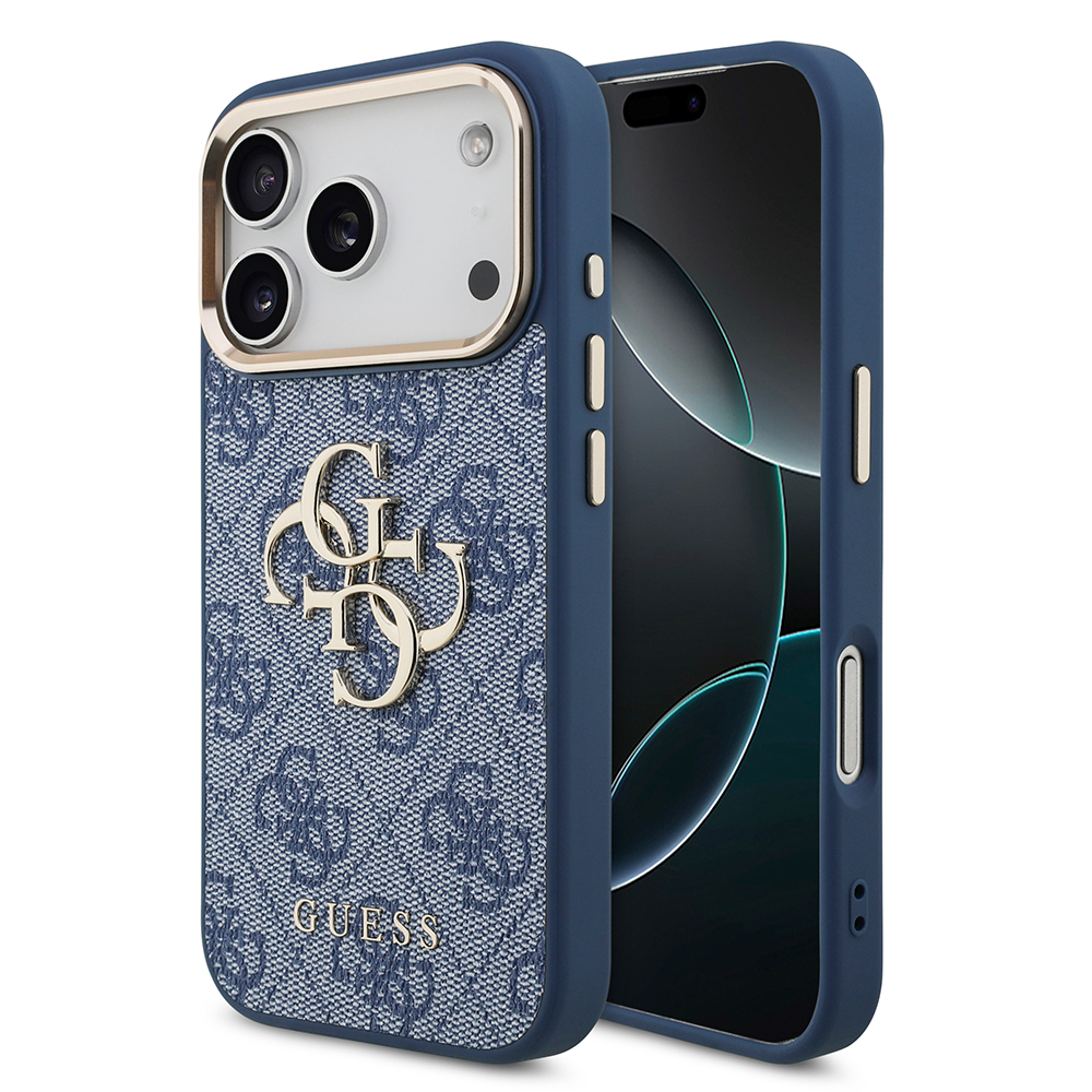 Apple iPhone 18 Pro Uyumlu Kılıf Guess Orjinal Lisanslı Gold Metal Kamera Çerçeveli 4G Desenli Metal Büyük 4G ve Yazı Logolu Kapak