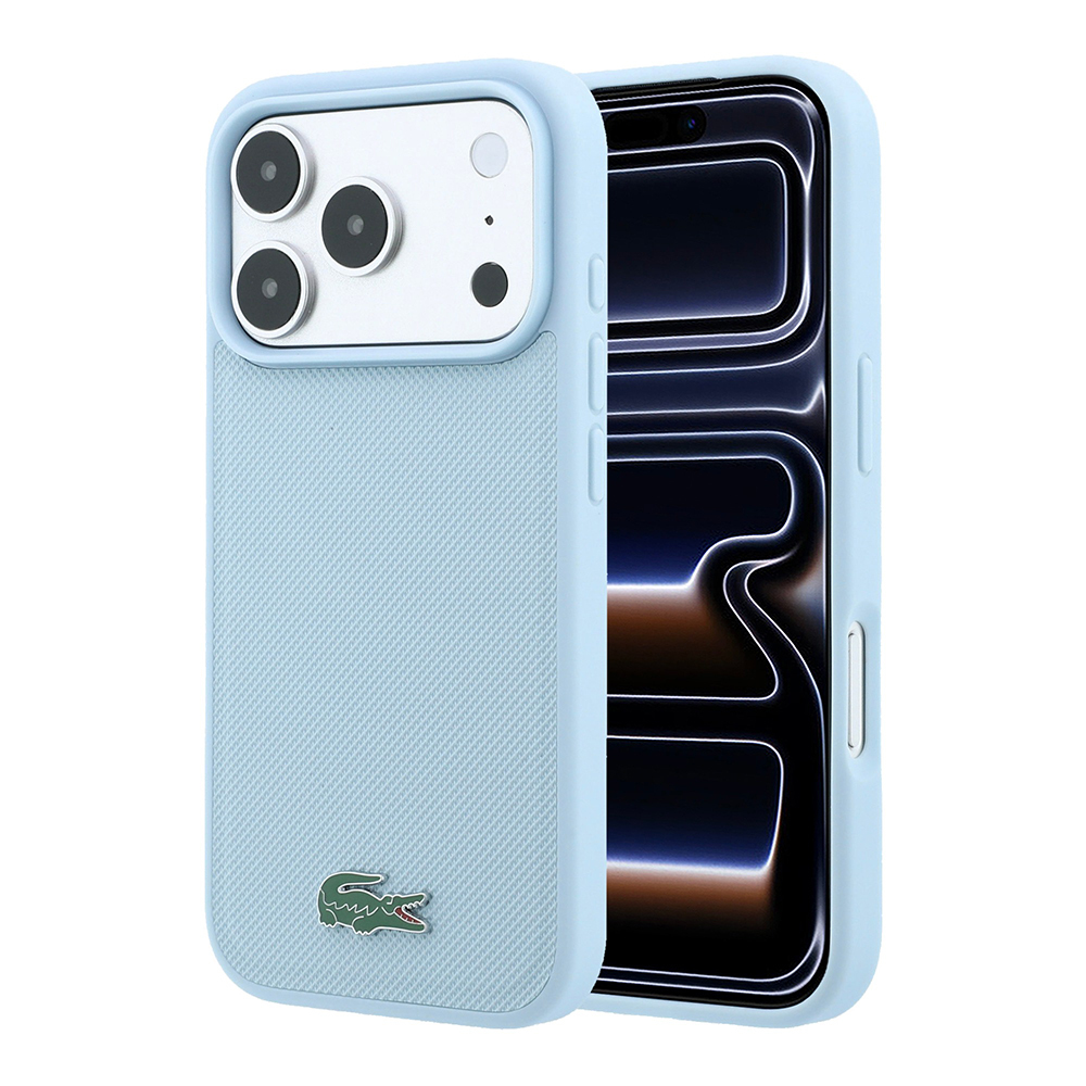 Apple iPhone 18 Pro Kılıf Lacoste Orjinal Lisanslı M-safe Şarj Özellikli PU Pike Desenli Metal Logolu Kapak