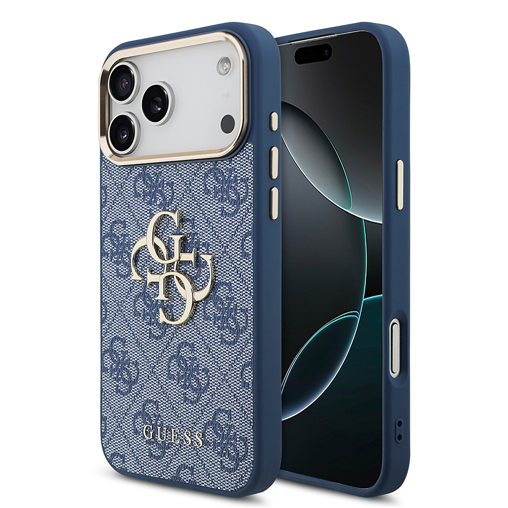 Apple iPhone 18 Pro Max Uyumlu Kılıf Guess Orjinal Lisanslı Gold Metal Kamera Çerçeveli 4G Desenli Metal Büyük 4G ve Yazı Logolu Kapak