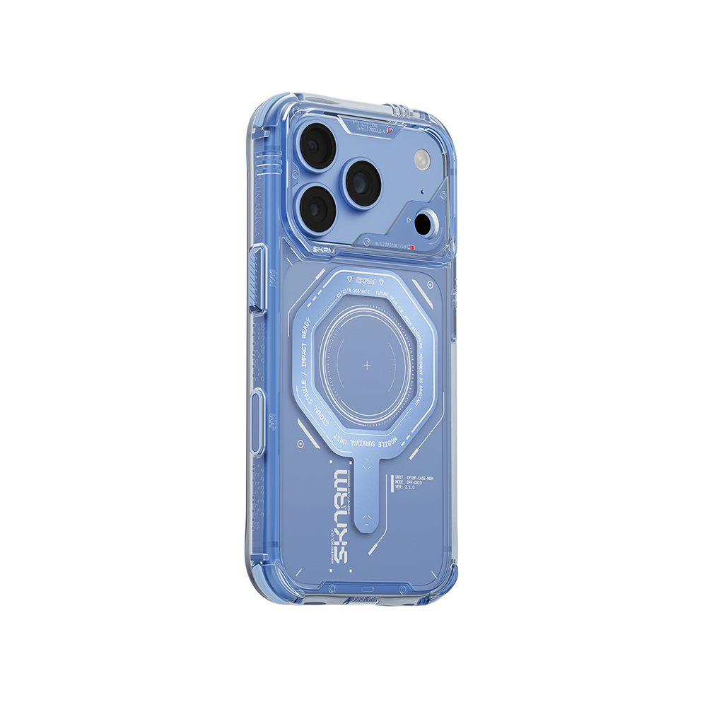 [RNZ-TA139251] Apple iPhone 18 Pro Max Kılıf SkinArma M-safe Şarj Özellikli Airbag Tasarımlı Magma Kapak (Mavi)