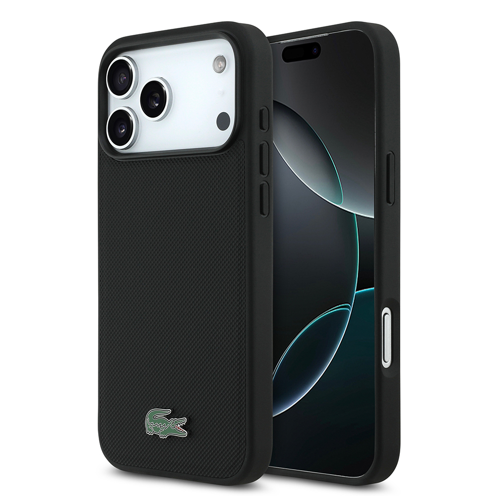 Apple iPhone 18 Pro Max Uyumlu Kılıf Lacoste Orjinal Lisanslı M-safe Şarj Özellikli PU Pike Desenli Metal Logolu Kapak