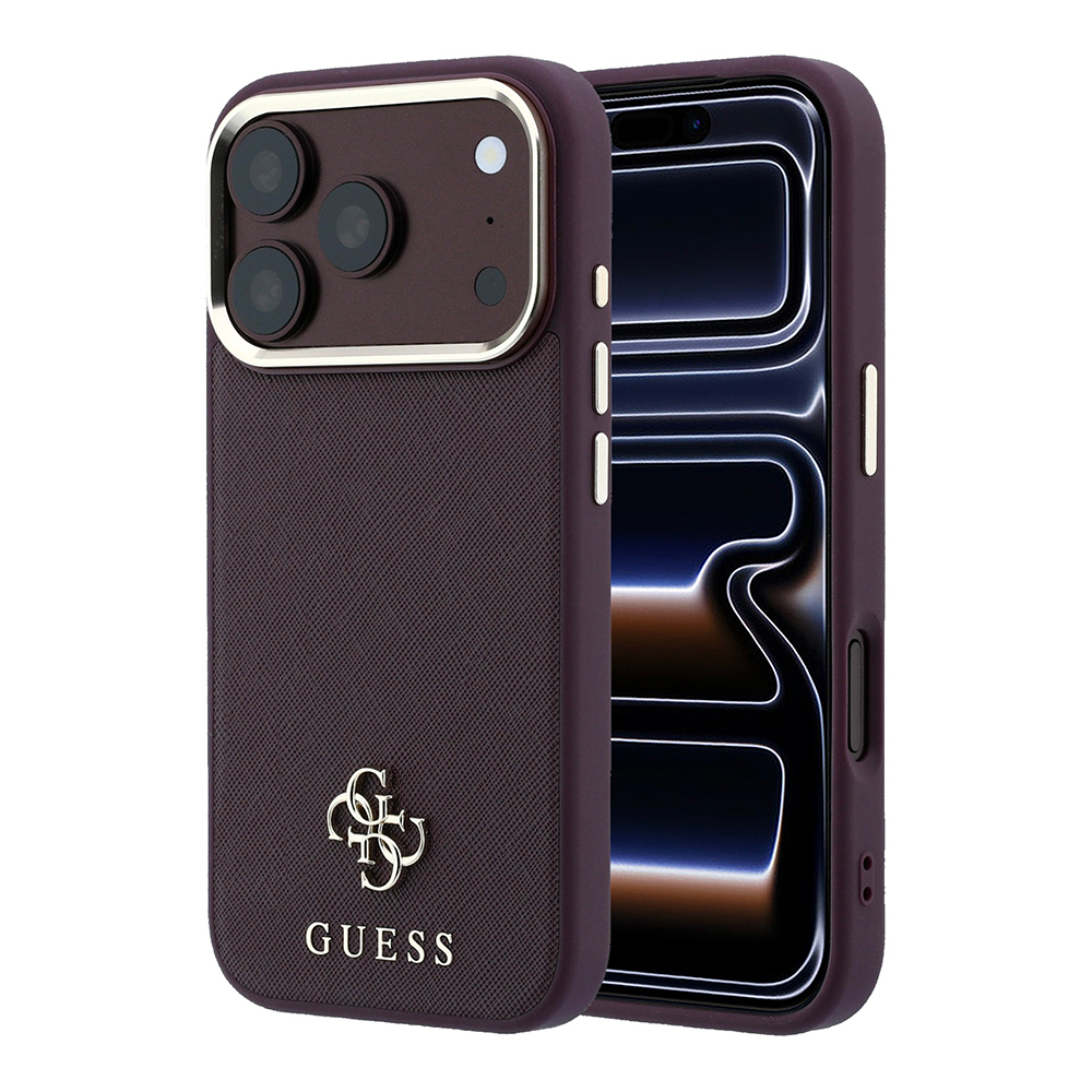 Apple iPhone 18 Pro Max Uyumlu Kılıf Guess Orjinal Lisanslı M-safe Şarj Özellikli Klasik Yazı ve 4G Logolu PU Deri Saffiano Kapak