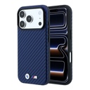 Apple iPhone 18 Pro Uyumlu Kılıf BMW Orjinal Lisanslı M-safe Şarj Özellikli PU Karbon Tasarımlı Metal Logolu Kapak