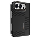 Apple iPhone Duo (Fold) Kılıf M-safe Şarj Özellikli Metal Kamera Çerçeveli Raptic Aramid SkinPro Mondrian Serisi Karbon Kapak