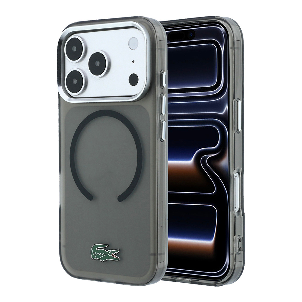 [RNZ-TA139133] Apple iPhone 18 Pro Kılıf Lacoste Orjinal Lisanslı M-safe Şarj Özellikli Lake Timsah Logolu IML Frosted Kapak (Siyah)