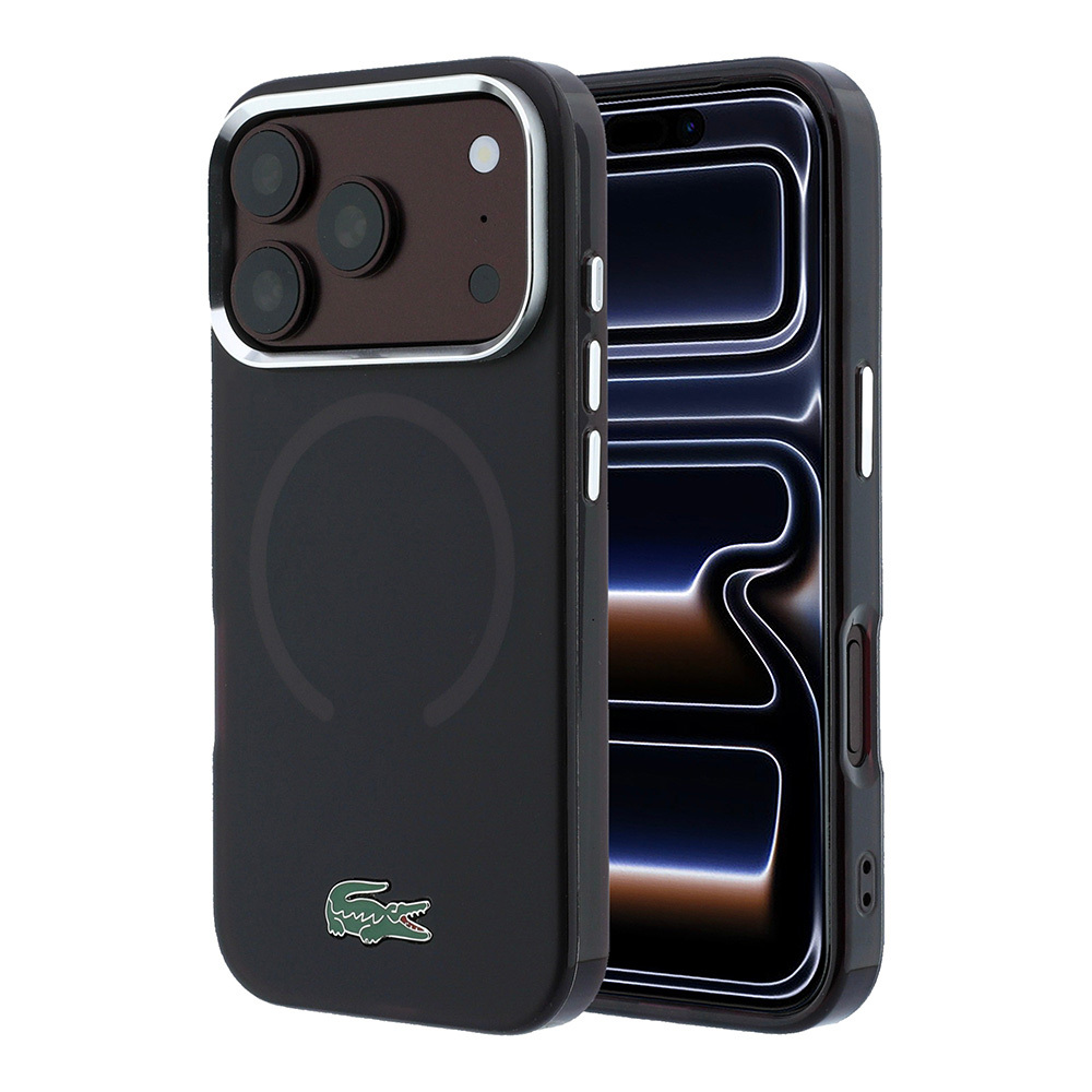 Apple iPhone 18 Pro Uyumlu Kılıf Lacoste Orjinal Lisanslı M-safe Şarj Özellikli Lake Timsah Logolu IML Frosted Kapak