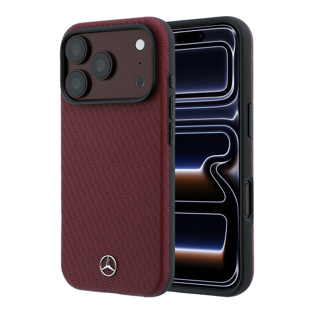 Apple iPhone 18 Pro Max Uyumlu Kılıf Mercedes Benz Orjinal Lisanslı M-safe Şarj Özellikli 3D Metal Logolu Wrap Wood Deri Kapak
