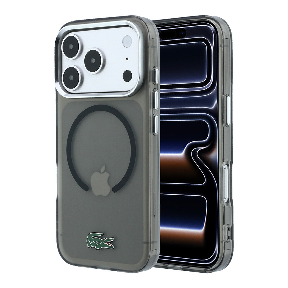 [RNZ-TA139135] Apple iPhone 18 Pro Max Uyumlu Kılıf Lacoste Orjinal Lisanslı M-safe Şarj Özellikli Lake Timsah Logolu IML Frosted Kapak (Siyah)