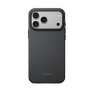 Apple iPhone 18 Pro Kılıf M-safe Şarj Özellikli Aramid Karbon Fiber Pitaka Military-Grade Classic Serisi New Logo Black-Grey Twill Kapak