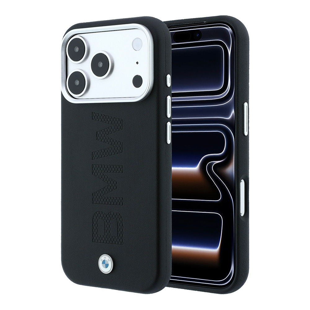 [RNZ-TA139148] Apple iPhone 18 Pro Max Kılıf BMW Orjinal Lisanslı M-safe Şarj Özellikli Ortalı Sıcak Damga Logolu Deri Kapak (Siyah)
