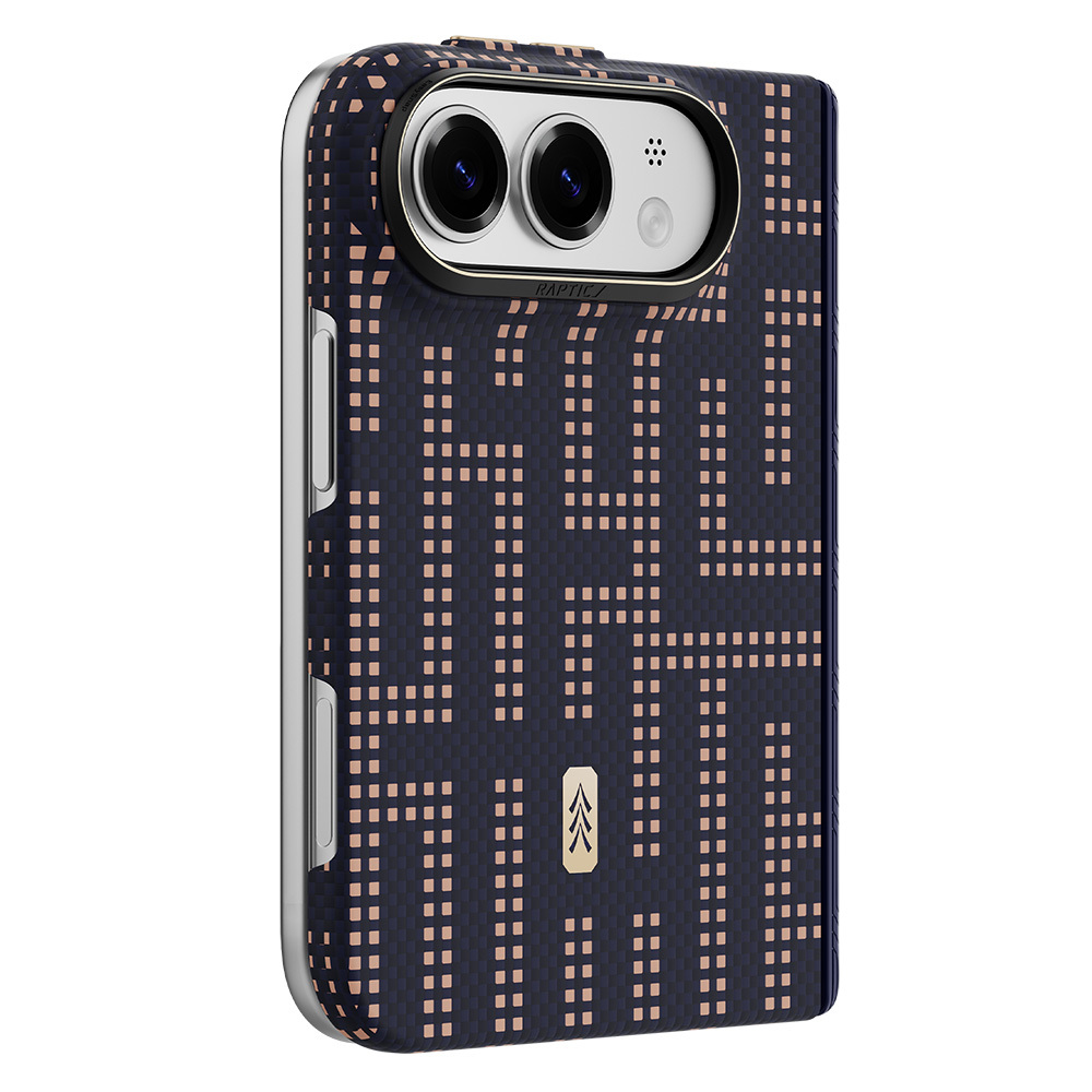 Apple iPhone Duo (Fold) Uyumlu Kılıf M-safe Şarj Özellikli Raptic Aramid SkinPro Grid Serisi Karbon Kapak