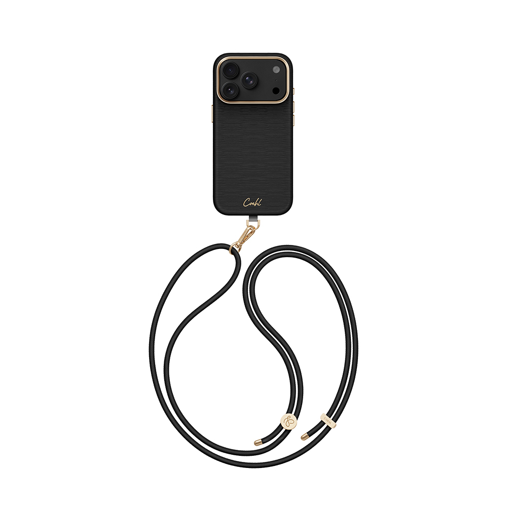 [RNZ-TA135907] Apple iPhone 18 Pro Max Kılıf M-safe Şarj Özellikli Askı İpli Coehl Mirelle Kapak (Siyah)
