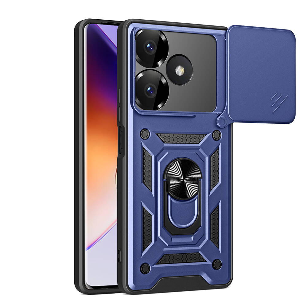 Xiaomi Redmi 13 4G Uyumlu Kılıf Magnetik Standlı Kamera Korumalı Zore Sürgülü Vega Kapak