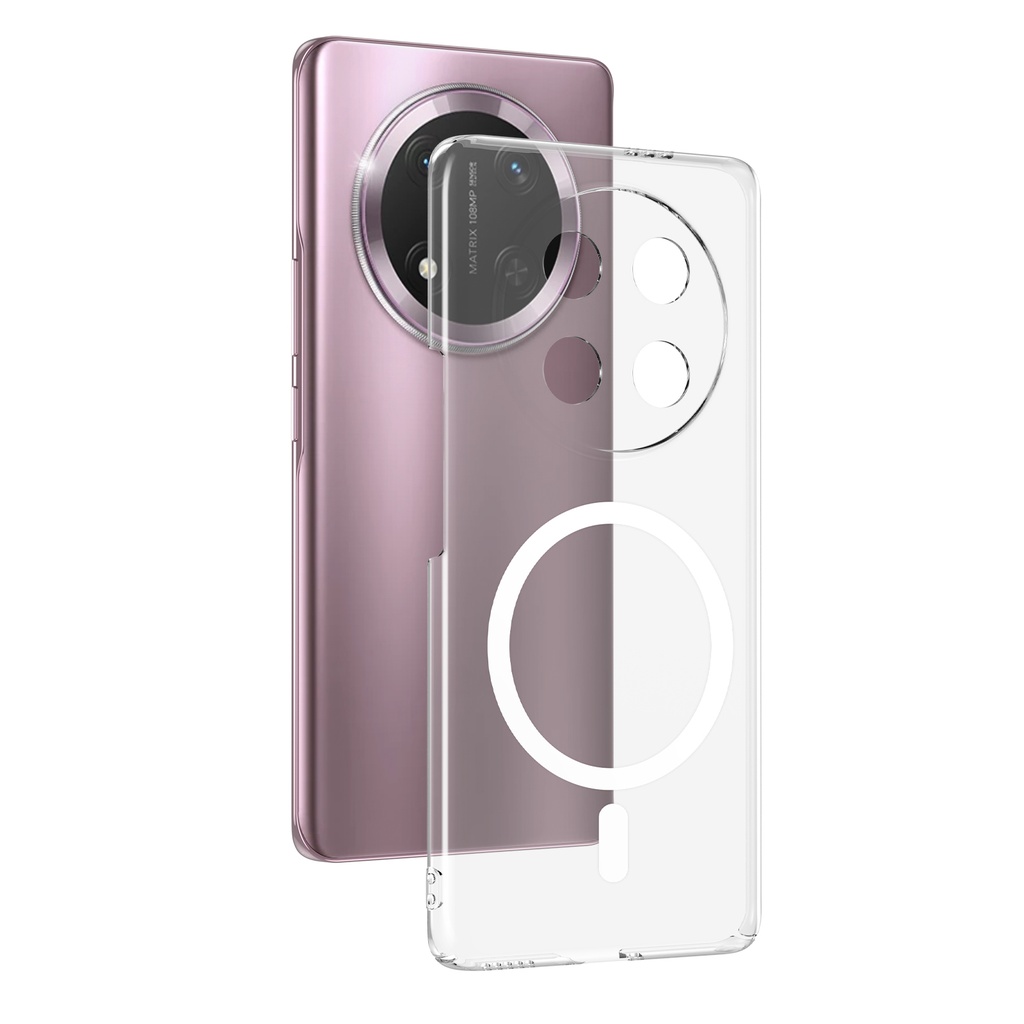 Honor Magic 7 Lite Uyumlu Kamera Korumalı M-Safe Şarj Özellikli Şeffaf Zore London Sert PC Kapak