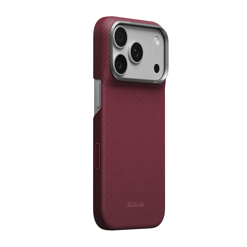 Apple iPhone 18 Pro Max Uyumlu Kılıf M-safe Şarj Özellikli Aramid Karbon Fiber Pitaka Argyle Serisi Kapak