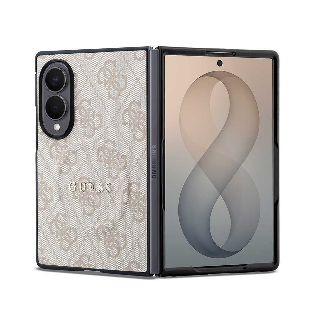 [RNZ-TA139348] Galaxy Z Fold 8 Kılıf Guess Orjinal Lisanslı M-safe Şarj Özellikli PU Deri 4G Desenli Yazı Logolu Kapak