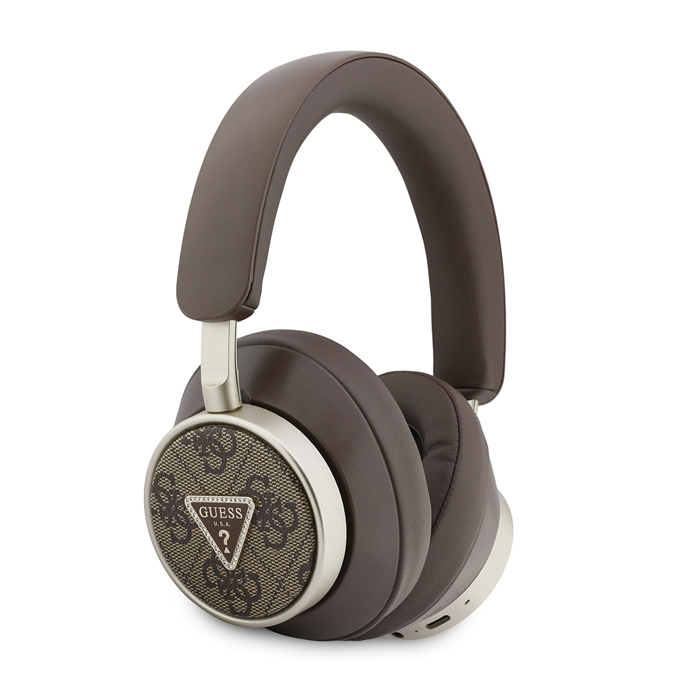 [RNZ-TA134724] Guess Orjinal Lisanslı ENC Özellikli 4G Desenli Taşlı Üçgen Logolu Kulak Üstü Bluetooth Kulaklık