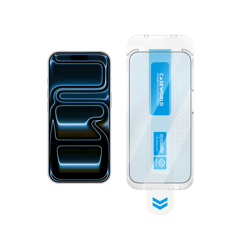 [RNZ-TA136068] Apple iPhone 18 Pro Max CaseWorld Applicator Serisi 2.5D Eyesafe Mavi Işık Teknolojili Safir 0.33mm Temperli Cam Ekran Koruyucu + Uygulama Aparatı