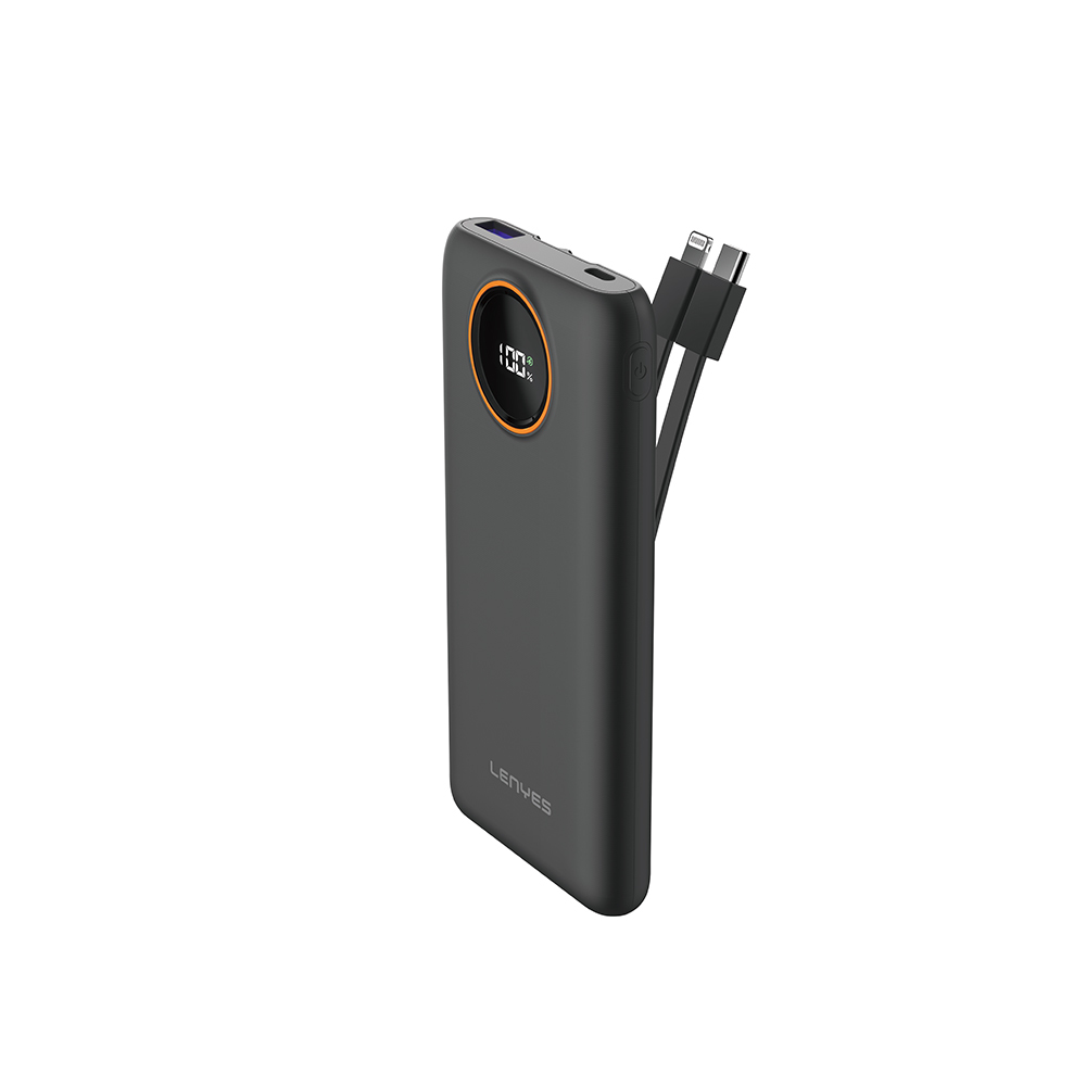 [RNZ-TA136576] Lenyes P851L Dijital LED Göstergeli Type-C ve Lightning Kablolu Powerbank 22.5W 10000mAh