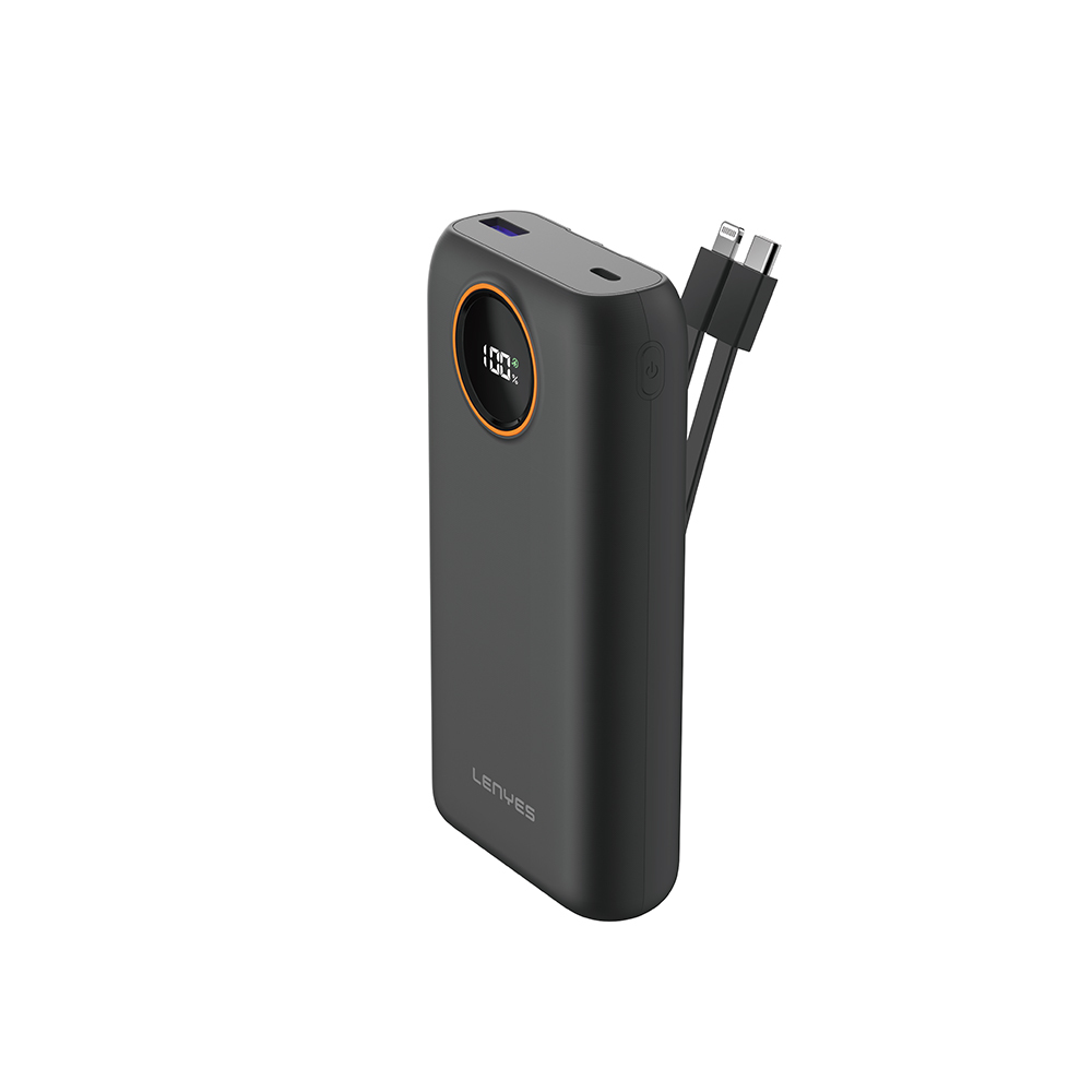[RNZ-TA136577] Lenyes P852L Dijital LED Göstergeli Type-C ve Lightning Kablolu Powerbank 22.5W 20000mAh