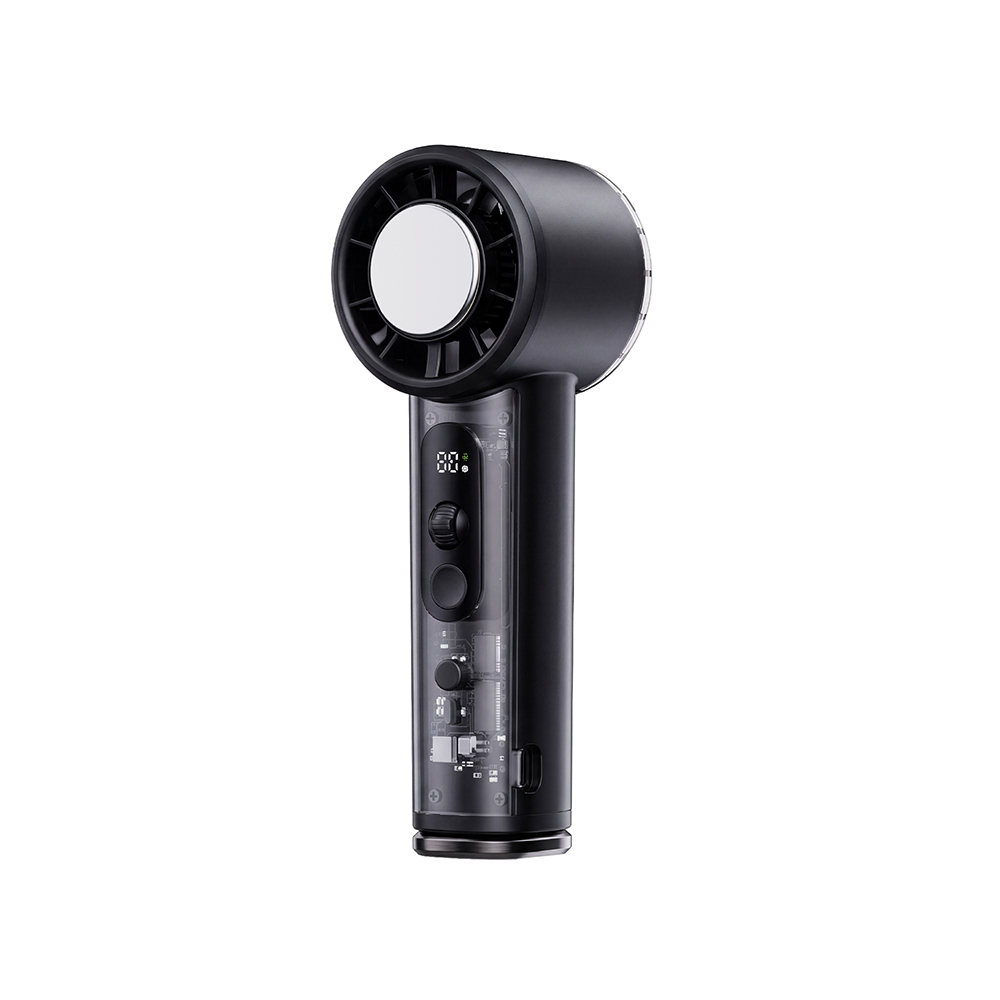 [RNZ-TA136580] Wiwu Wi-FS019 Ice Engine Turbo Fan Serisi Dijital LED Göstergeli Şeffaf Tasarım Portatif Soğutucu El Fanı (Siyah)