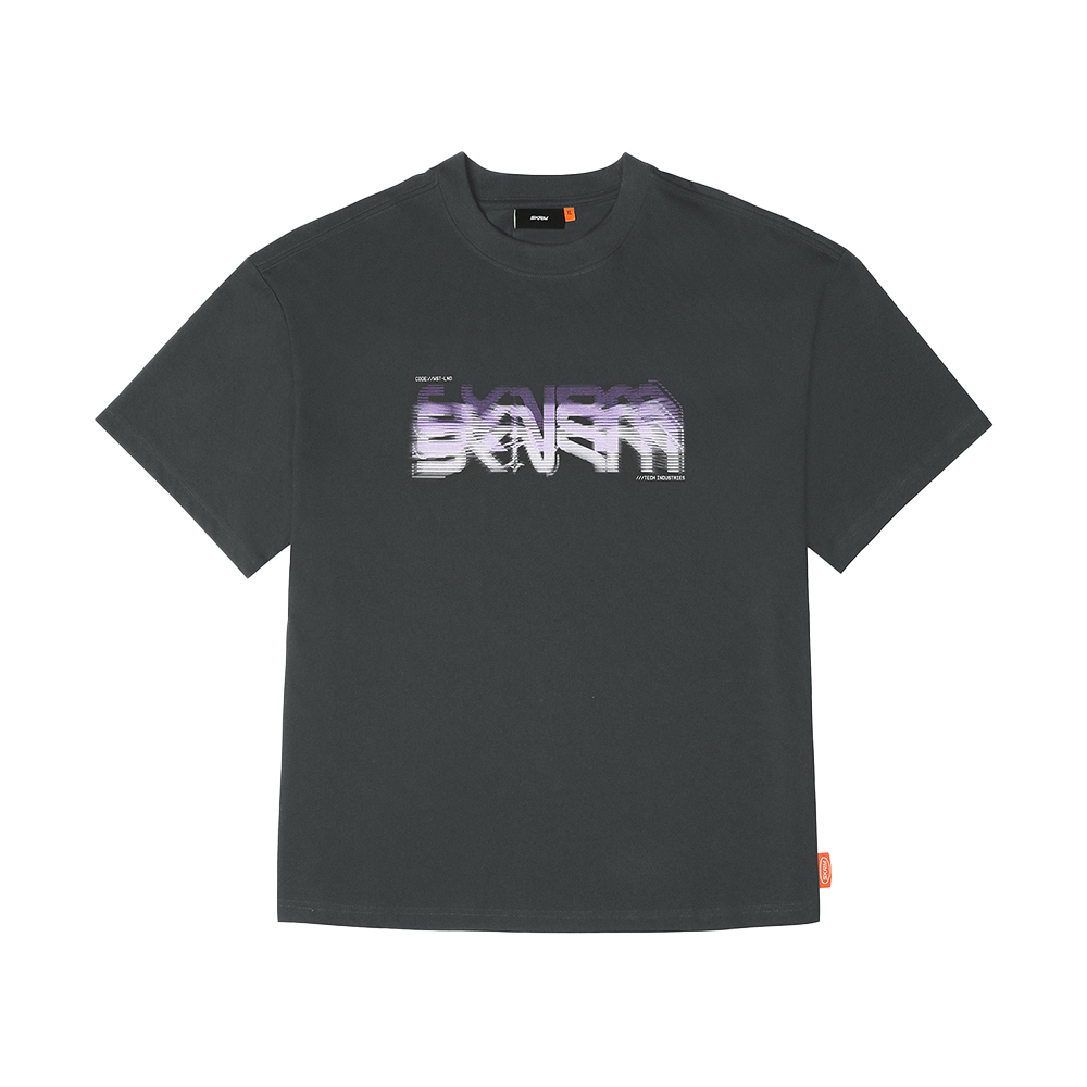 [RNZ-TA138854] Skinarma Glitch Kısa Kollu Oversize Unisex Bisiklet Yaka Gri Tişört (Medium)