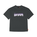 Skinarma Glitch Kısa Kollu Oversize Unisex Bisiklet Yaka Gri Tişört