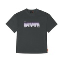 Skinarma Glitch Kısa Kollu Oversize Unisex Bisiklet Yaka Gri Tişört