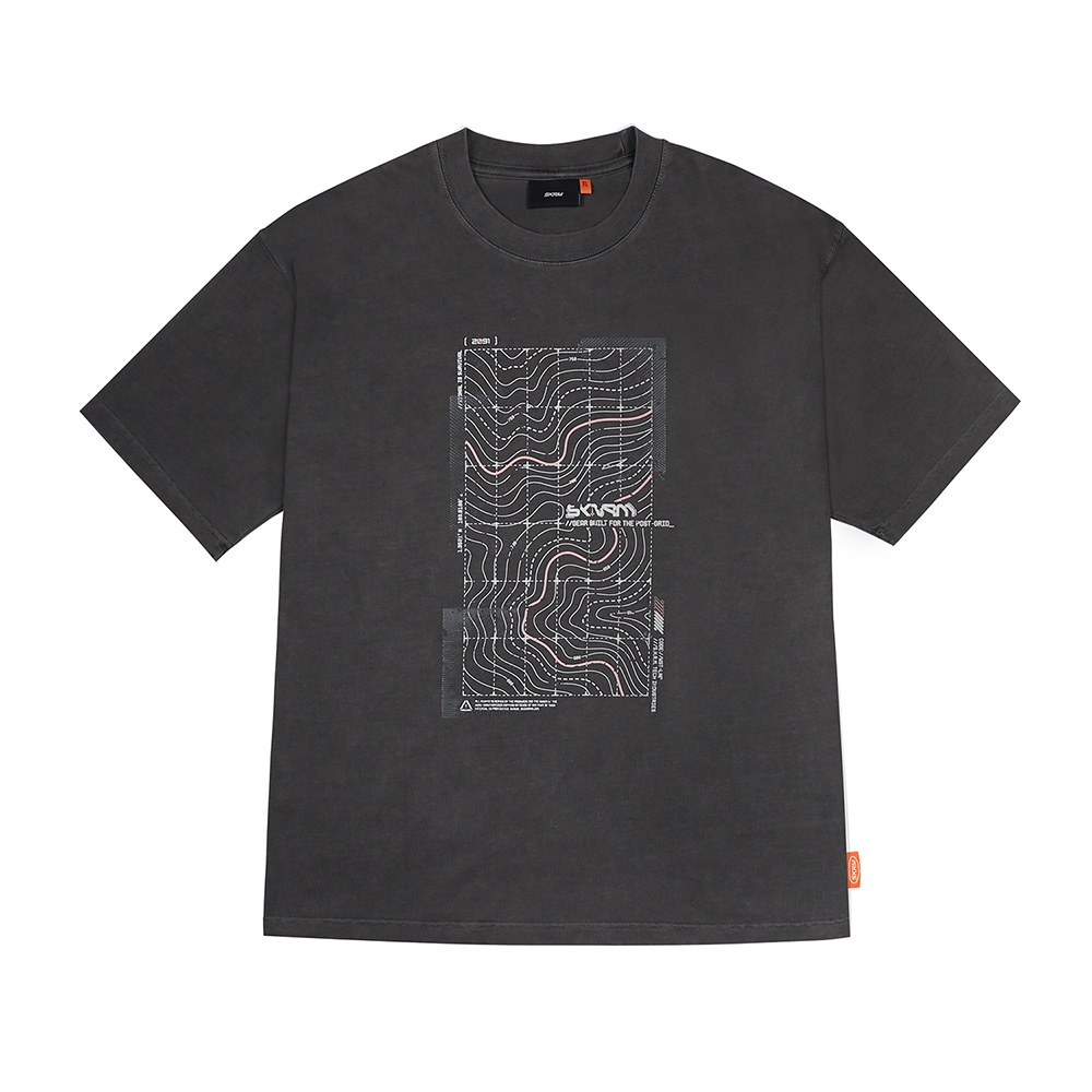 [RNZ-TA138855] Skinarma Sonar Kısa Kollu Oversize Unisex Bisiklet Yaka Gri Tişört (Medium)