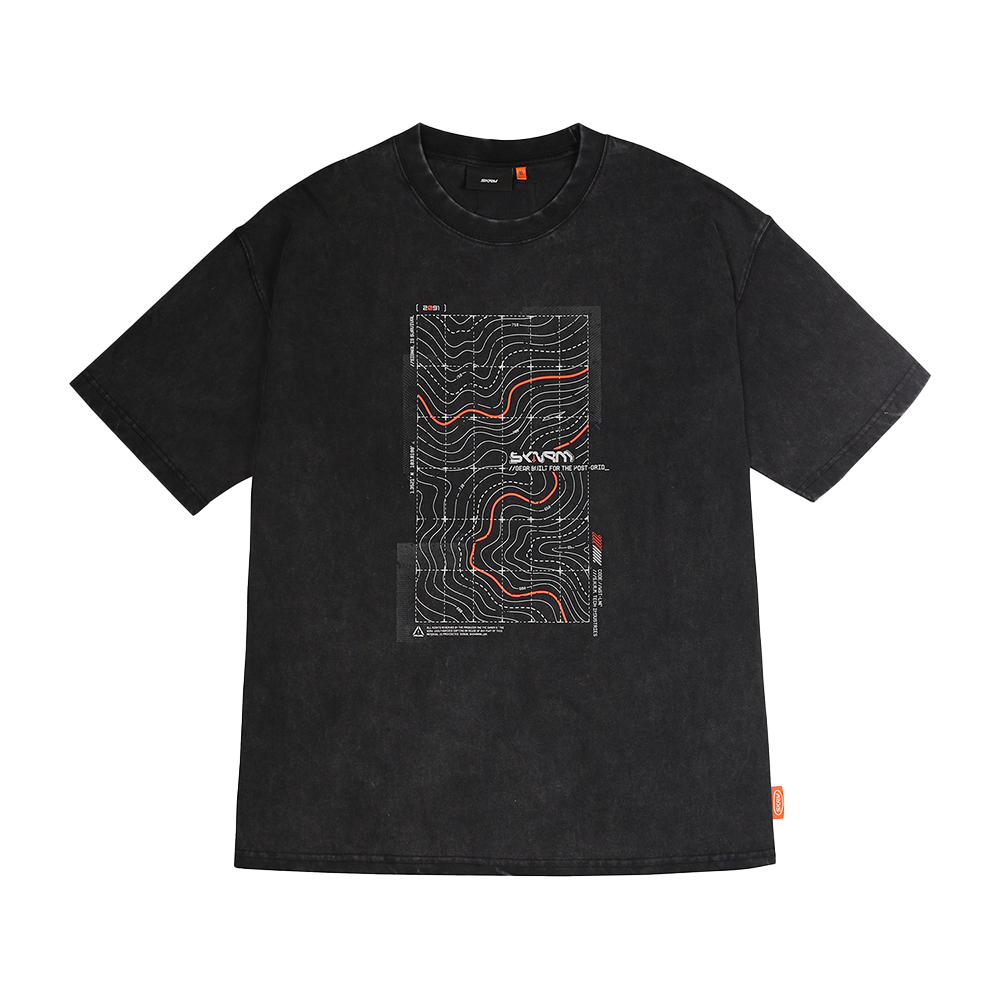 Skinarma Sonar Kısa Kollu Oversize Unisex Bisiklet Yaka Siyah Tişört