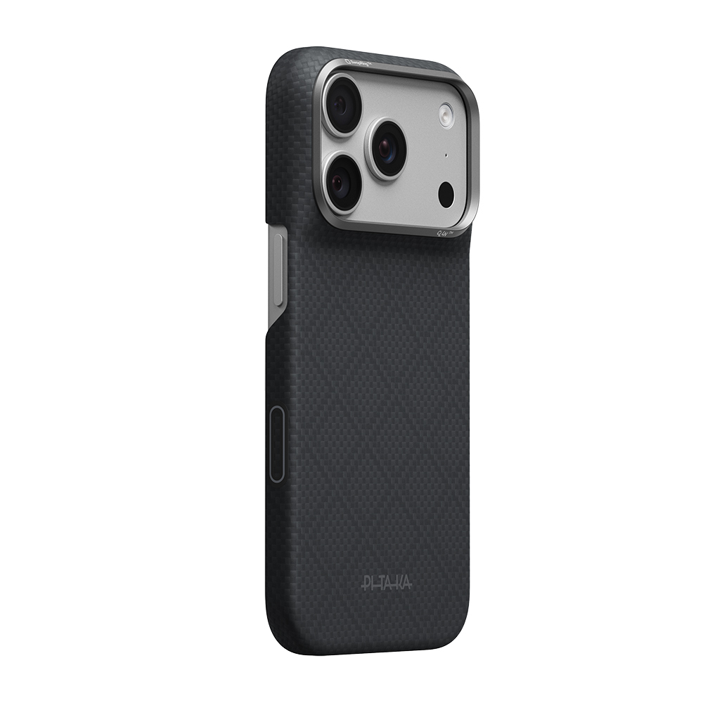 Apple iPhone 18 Pro Kılıf M-safe Şarj Özellikli Aramid Karbon Fiber Pitaka Argyle Serisi Kapak