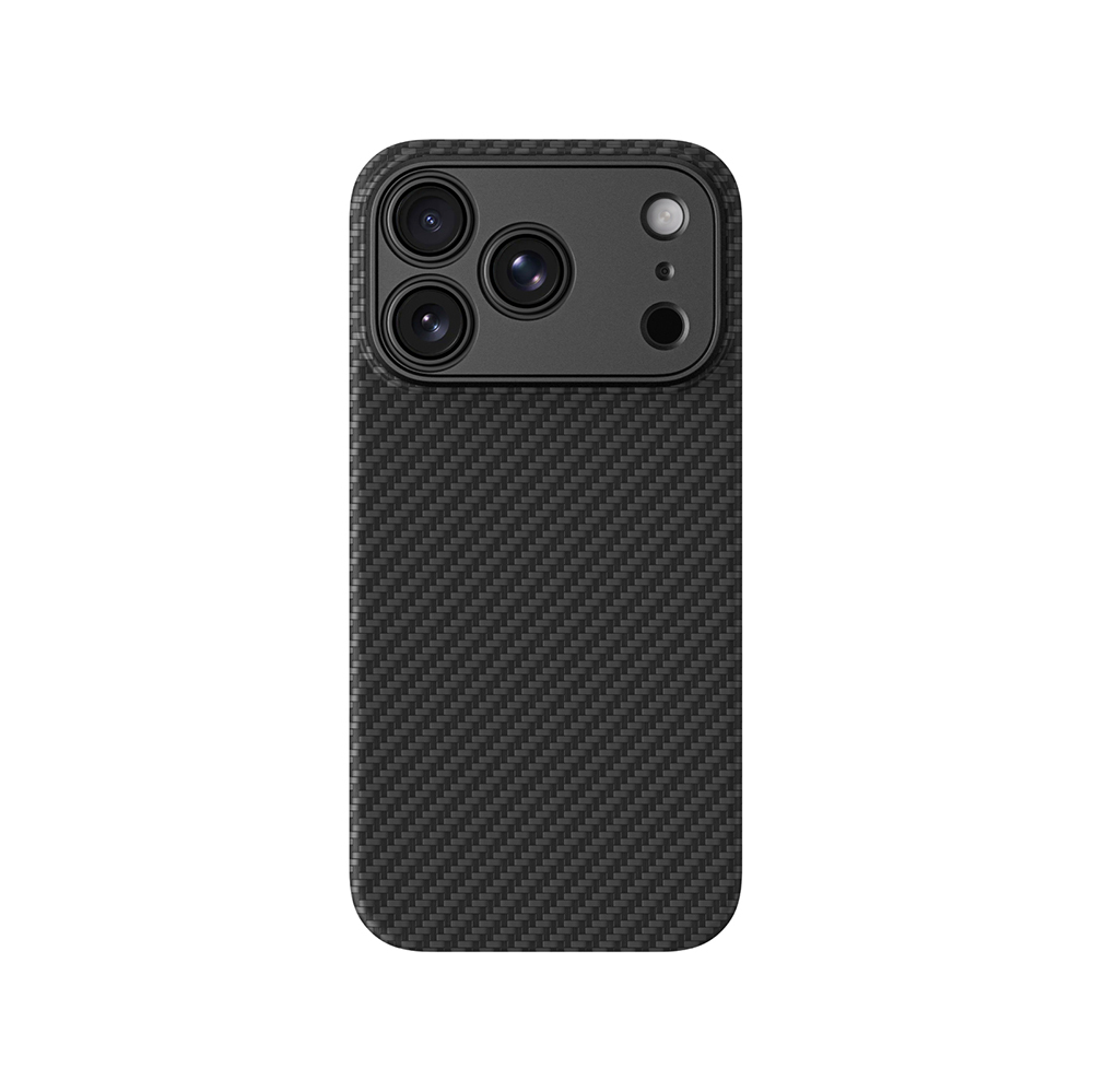 [RNZ-TA139388] Apple iPhone 18 Pro Kılıf M-safe Şarj Özellikli 1500D Aramid Fiber Lens Korumalı Amazingthing Titan Max Serisi Karbon Kapak (Siyah)