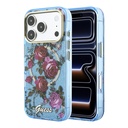 Apple iPhone 18 Pro Max Kılıf Guess Orjinal Lisanslı M-safe Şarj Özellikli Gül Desenli Simli Yazı Logolu Kapak