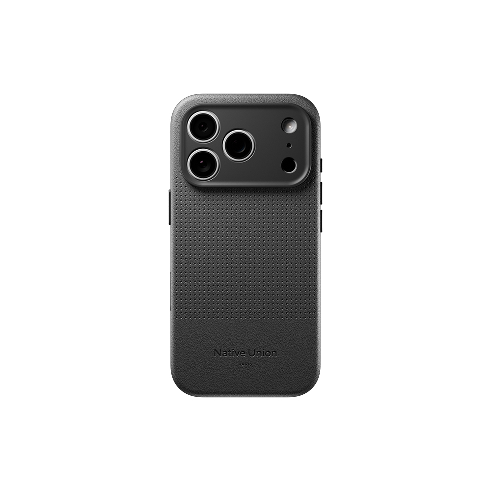 [RNZ-TA137120] Apple iPhone 18 Pro Kılıf M-safe Şarj Özellikli Deri Dokulu Native Union 2025 Active Serisi Kapak (Siyah)