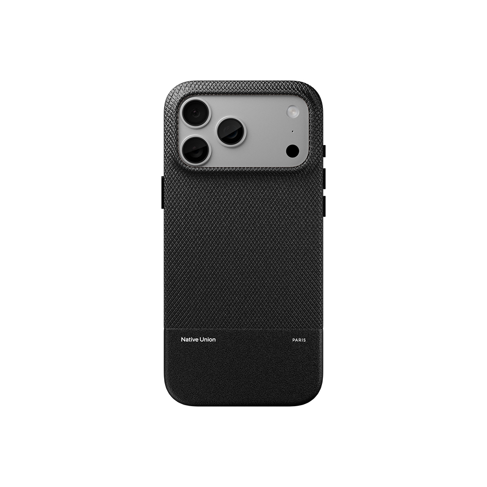 [RNZ-TA136148] Apple iPhone 18 Pro Max Kılıf M-safe Şarj Özellikli Deri Dokulu Native Union RE Classic Serisi Kapak (Siyah)